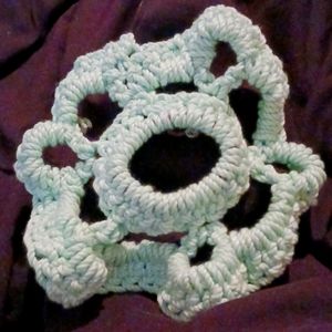 Crocheted hair ties the green ones glow in the dark